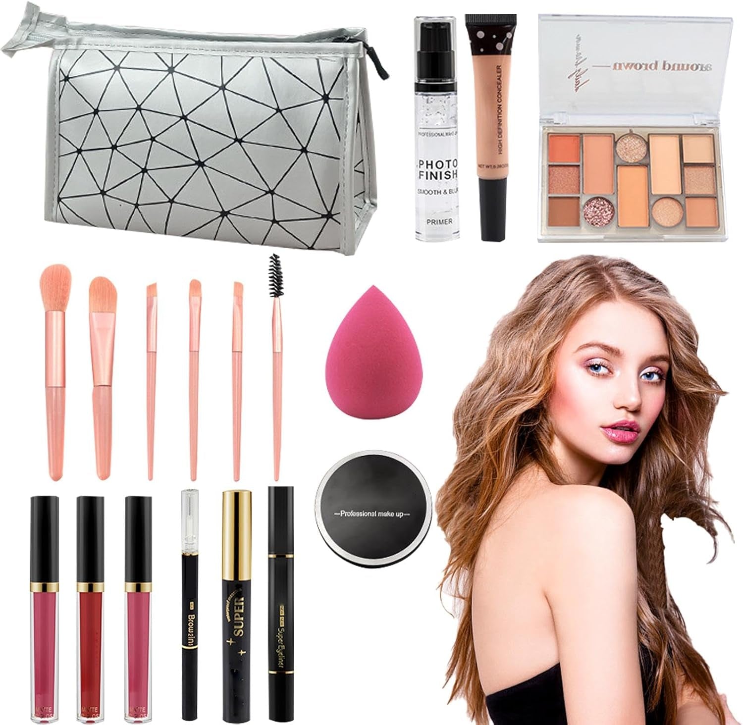 Kit De Maquillage De Voyage, Kit De Maquillage Pour Femme | Ensembles De Maquillage Polyvalents Pour Femmes,Kit Complet De 18 Kits De Maquillage, Ensemble Cosmétique Pour Femmes, Filles,