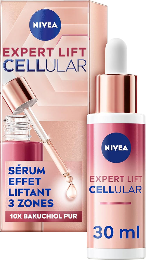 Cellular Expert Lift Sérum Visage Effet Liftant 3 Zones (1 X 30 Ml), Soin Visage Anti-Rides Concentré En Bakuchiol, Sérum Anti-Âge Pour Visage, Cou & Décolleté