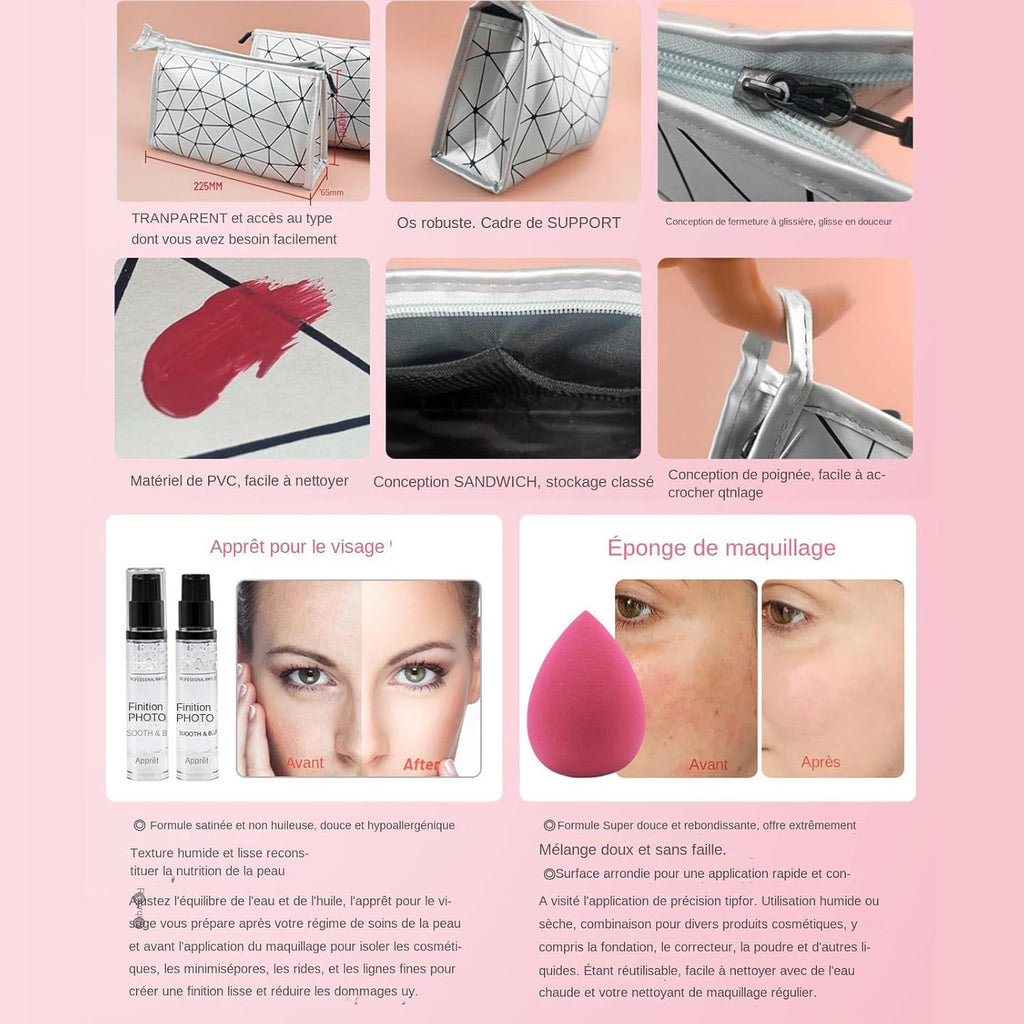 Kit De Maquillage Pour Femme, Kit De Maquillage Professionnel,Kit Complet De Maquillage Comprenant Un Sac De Rangement Pour Fard À Paupières, Rouge À Lèvres, Miroirs - Ensemble De Maquillage