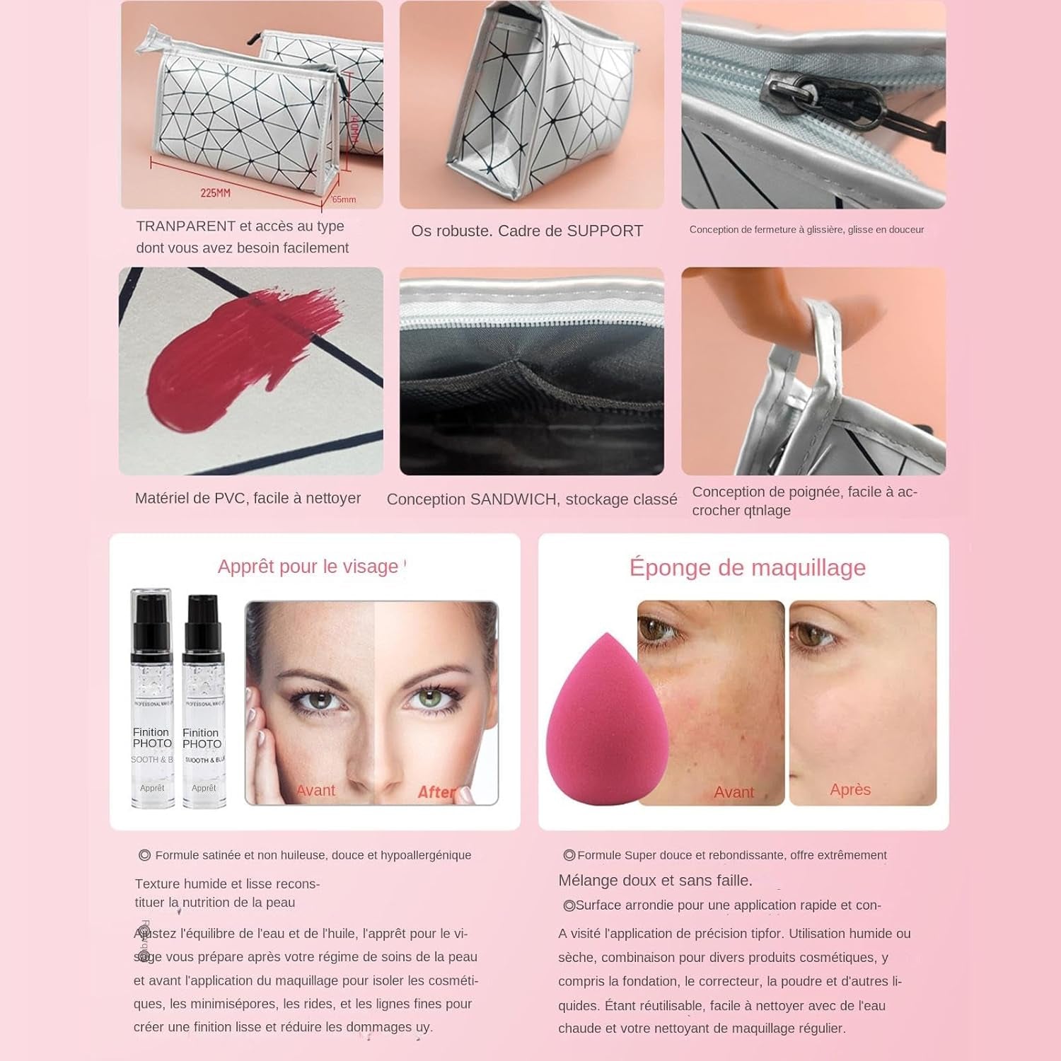 Kit De Maquillage Pour Femme, Kit De Maquillage Professionnel,Kit Complet De Maquillage Comprenant Un Sac De Rangement Pour Fard À Paupières, Rouge À Lèvres, Miroirs - Ensemble De Maquillage