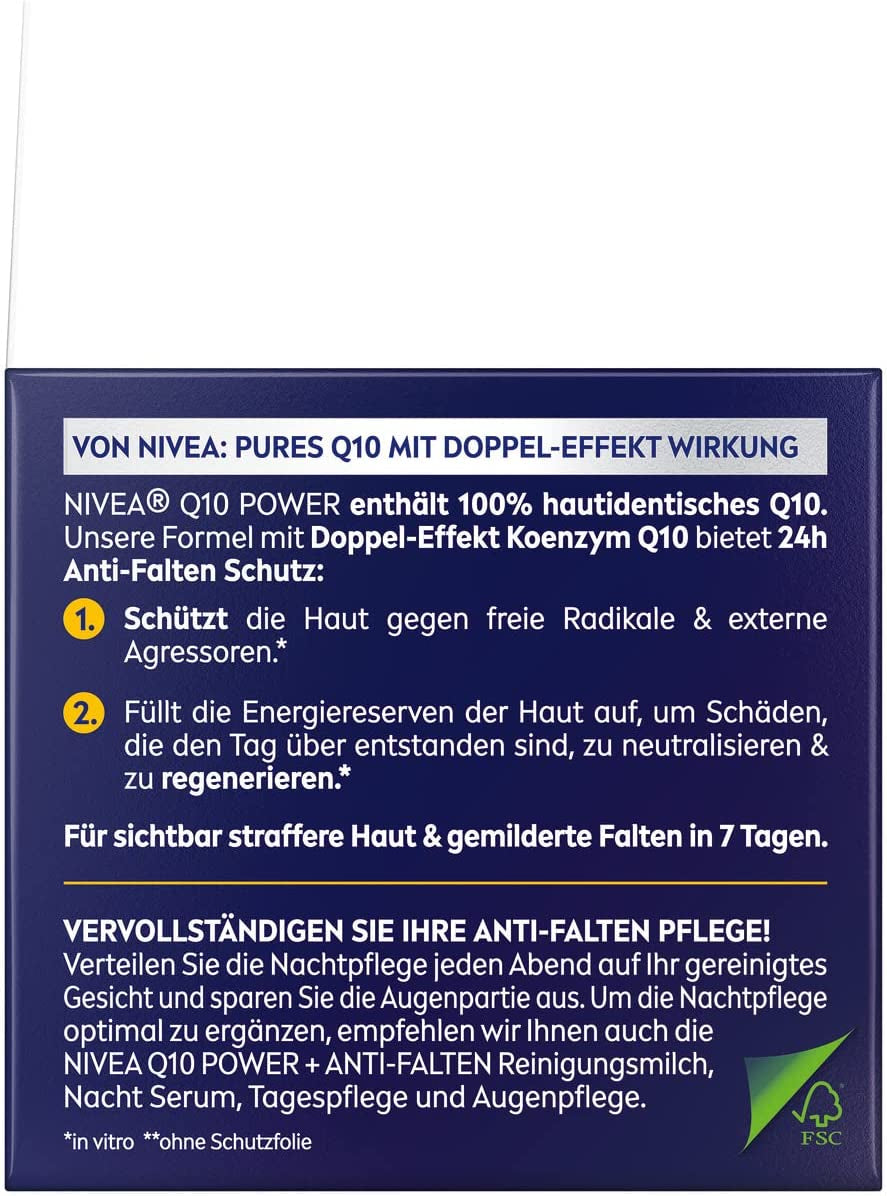 Q10 Soin De Nuit Régénérant Anti-Rides (50 Ml), Soin Du Visage Raffermissant Pour Tous Les Types De Peau, Crème De Nuit À Double Effet Koenzym Q10 Et Créatine