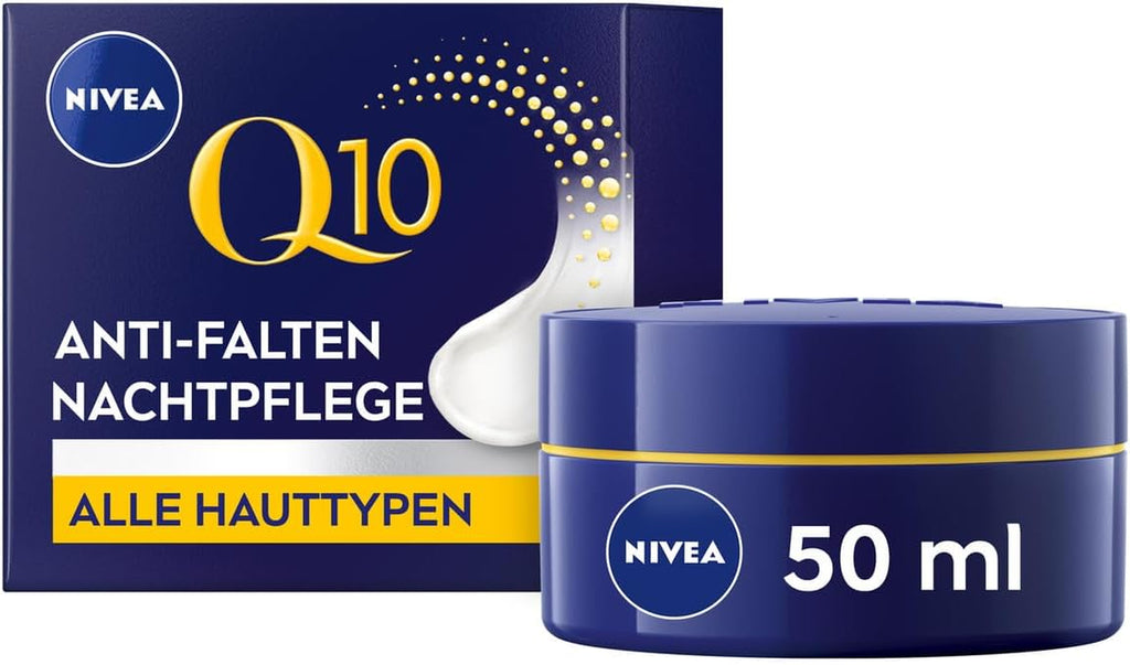 Q10 Soin De Nuit Régénérant Anti-Rides (50 Ml), Soin Du Visage Raffermissant Pour Tous Les Types De Peau, Crème De Nuit À Double Effet Koenzym Q10 Et Créatine