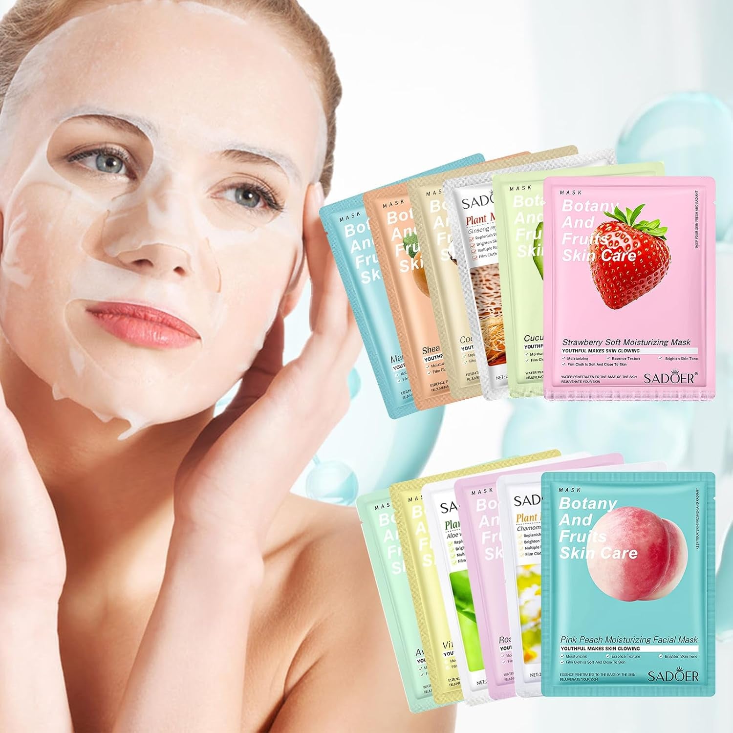 12 Pcs Masque Visage Masque Hydratant Visage Masque Visage Enfant Masques Pour Le Visage Masque Tissu Visage Masque Visage Femme Masque Visage Hydratant Masque Pour Le Visage Masque Hydratant Visage