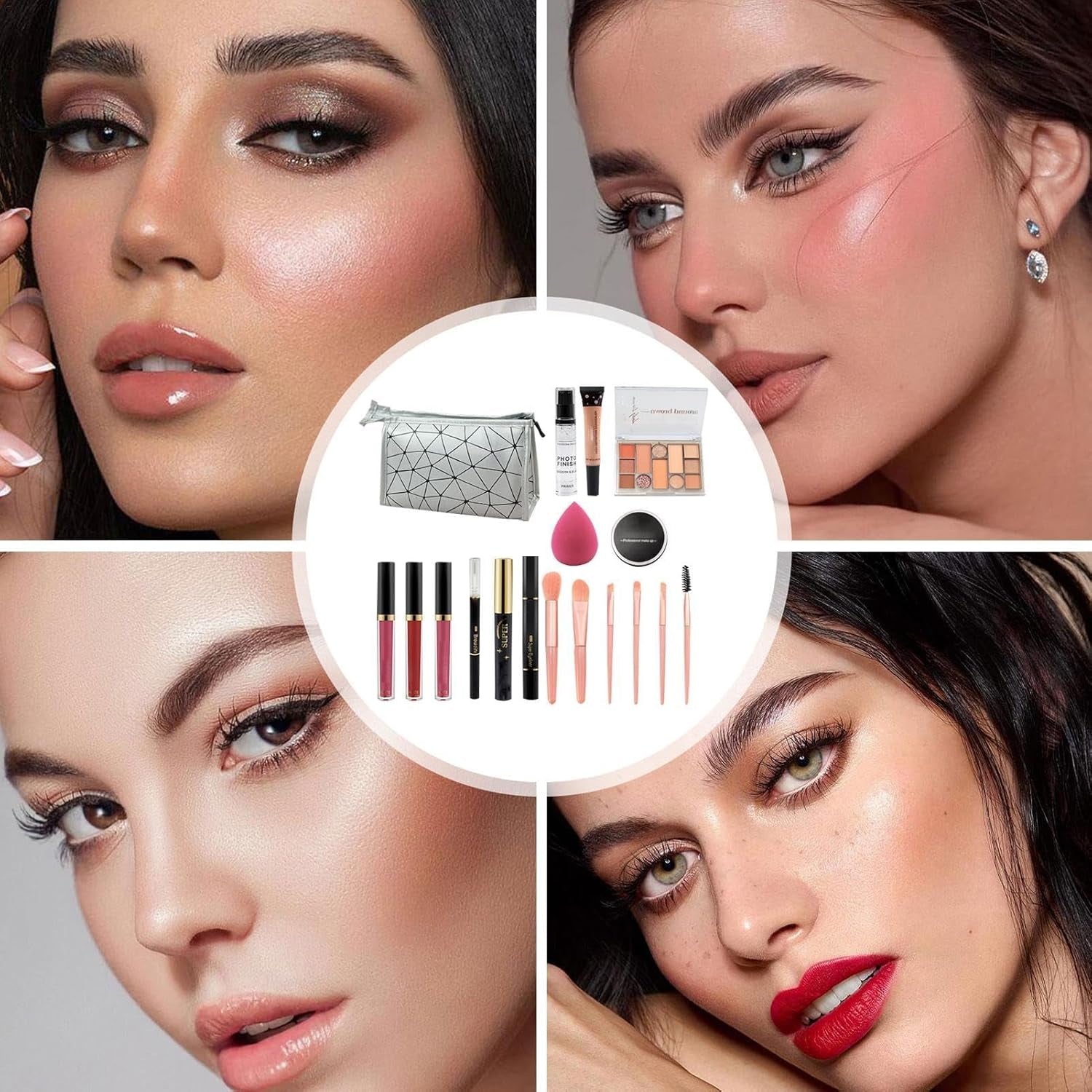 Kit De Maquillage Pour Femme, Kit De Maquillage Professionnel,Kit Complet De Maquillage Comprenant Un Sac De Rangement Pour Fard À Paupières, Rouge À Lèvres, Miroirs - Ensemble De Maquillage